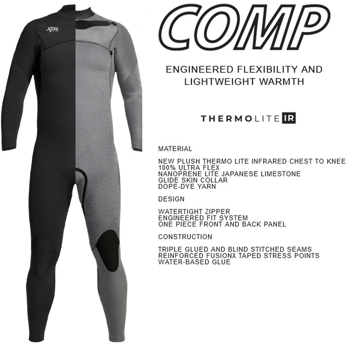 2024 Xcel Junior Comp 3/2mm Brustreiverschluss Neoprenanzug KN32ZXC0 - Graphite